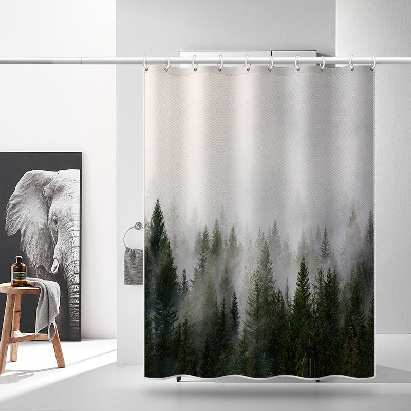 LB-344 100x180cm Mist Pine Forest Design Polyester Bath Curtain Waterproof Shower Curtains LB-344 100x180cm Mist Pine Forest Design Polyester Bath Curtain Waterproof Shower Curtains